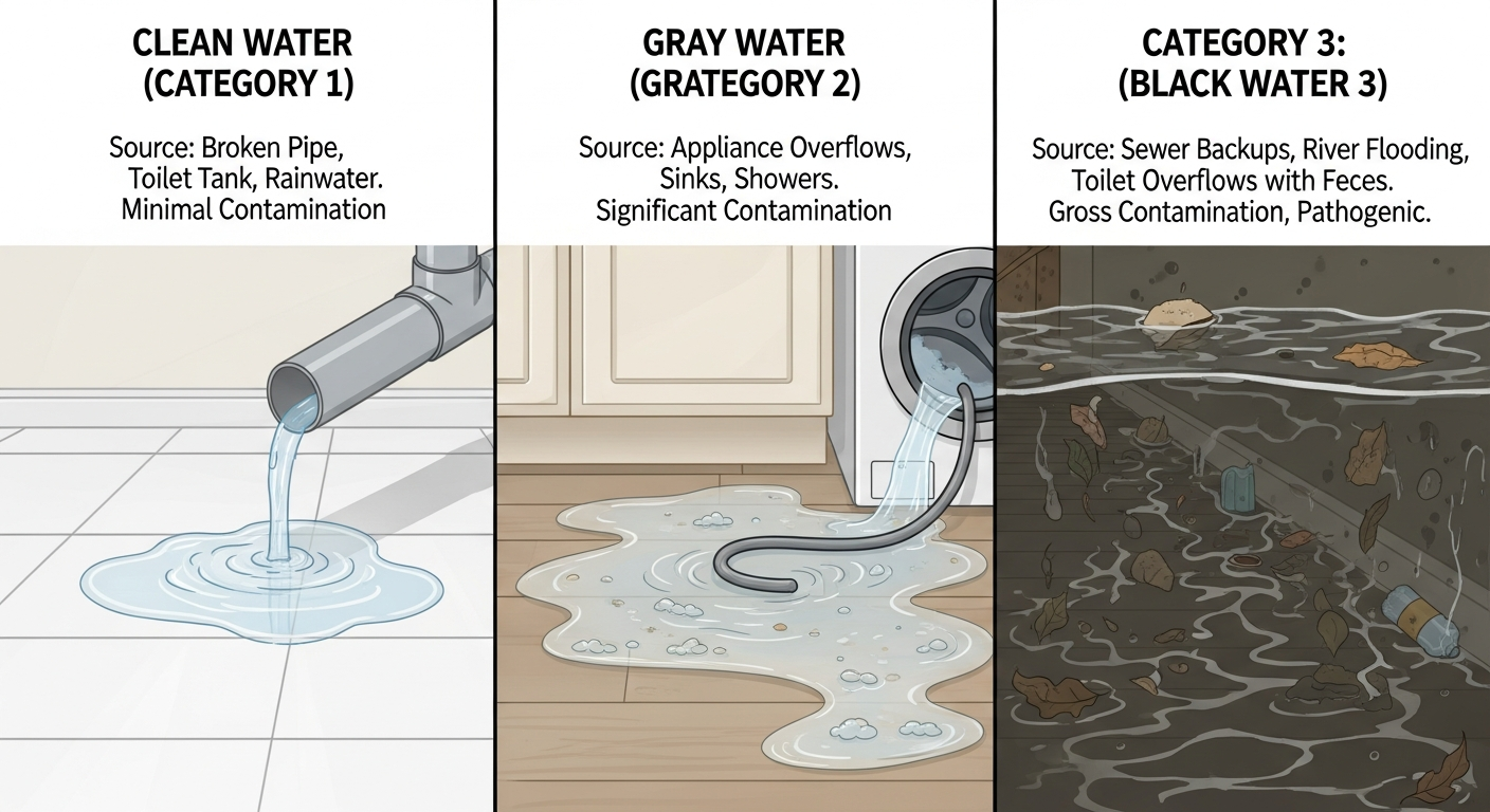 Understanding Water Damage Categories (1, 2, 3)